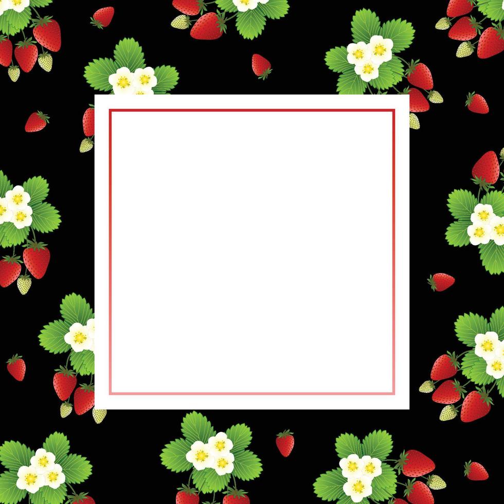 Red Strawberry and Flower Banner on Black Background2 vector