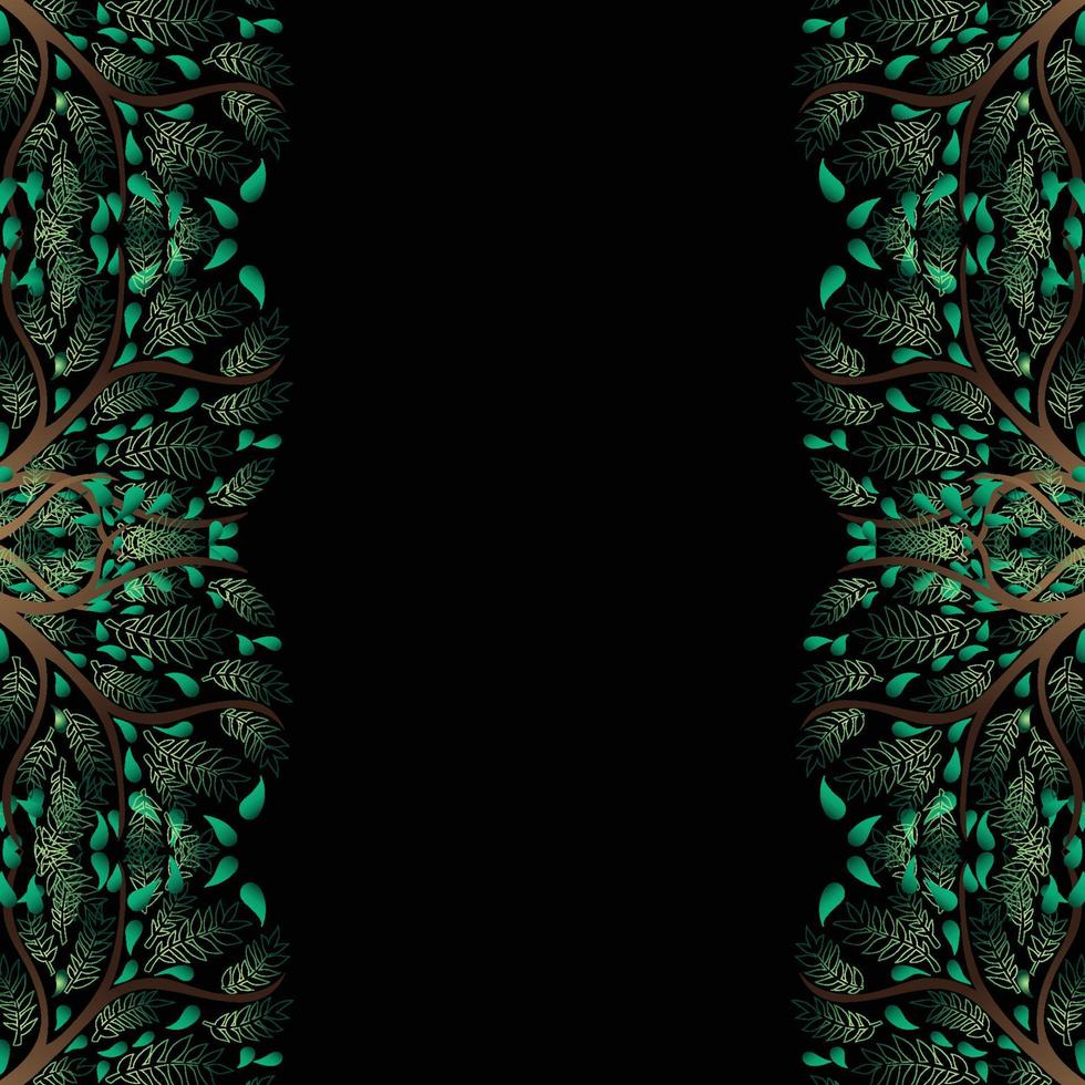Green Tree Border isolated on Black Background vector