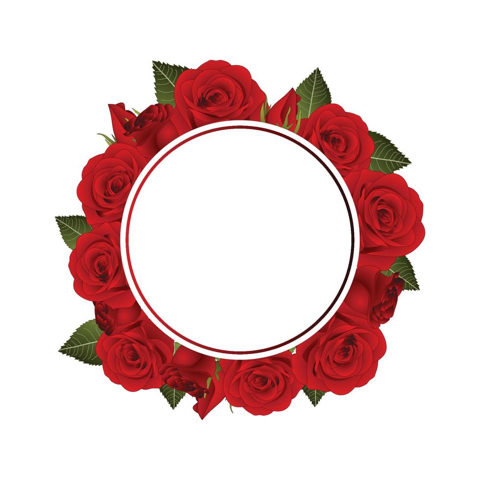 Red Rose Flower Banner Wreath vector