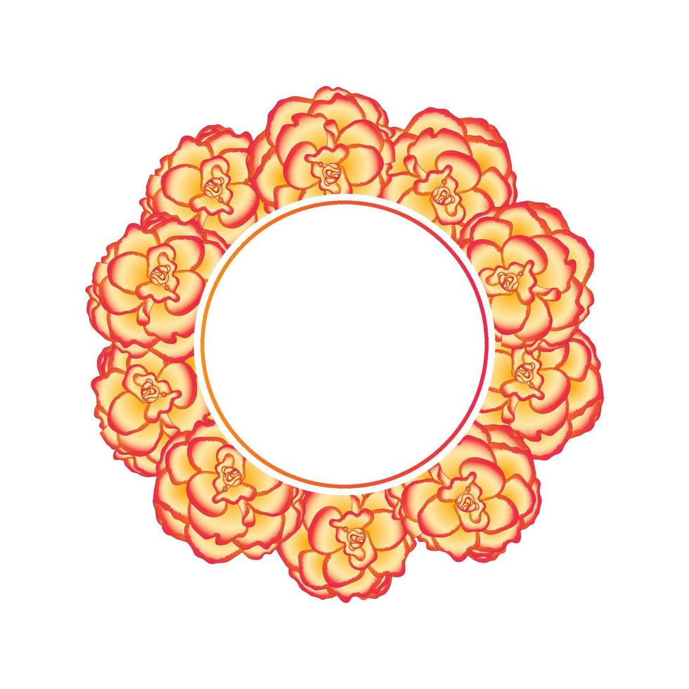 flor de begonia, corona de banner picotee sunburst vector