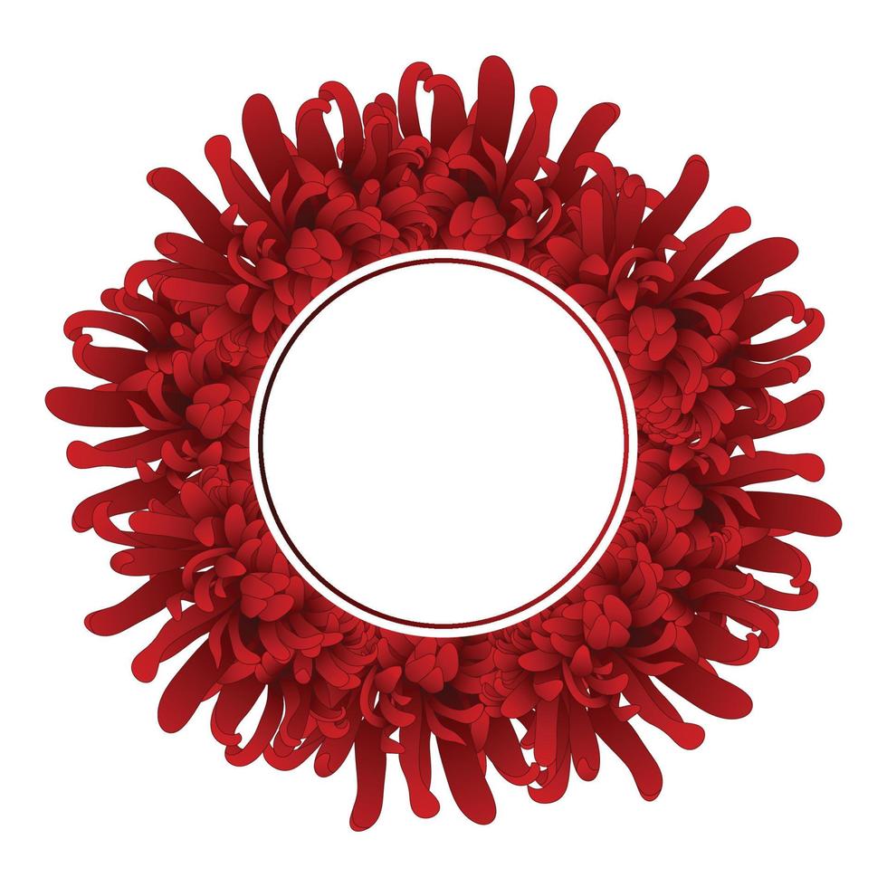 Red Chrysanthemum Flower Banner Wreath vector