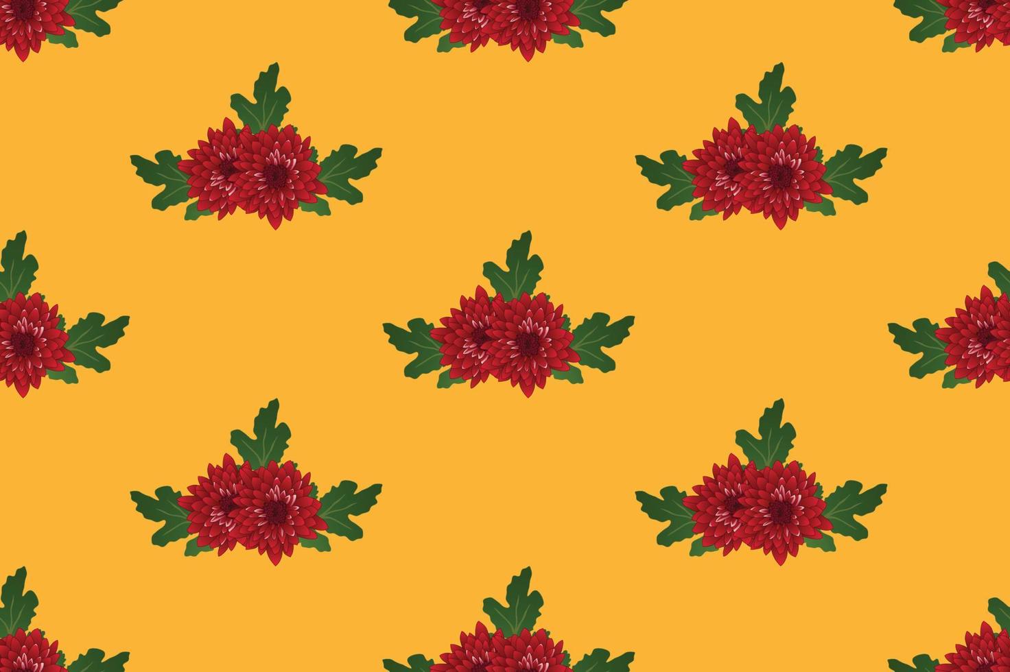 Red Chrysanthemum on Orange Yellow Background vector