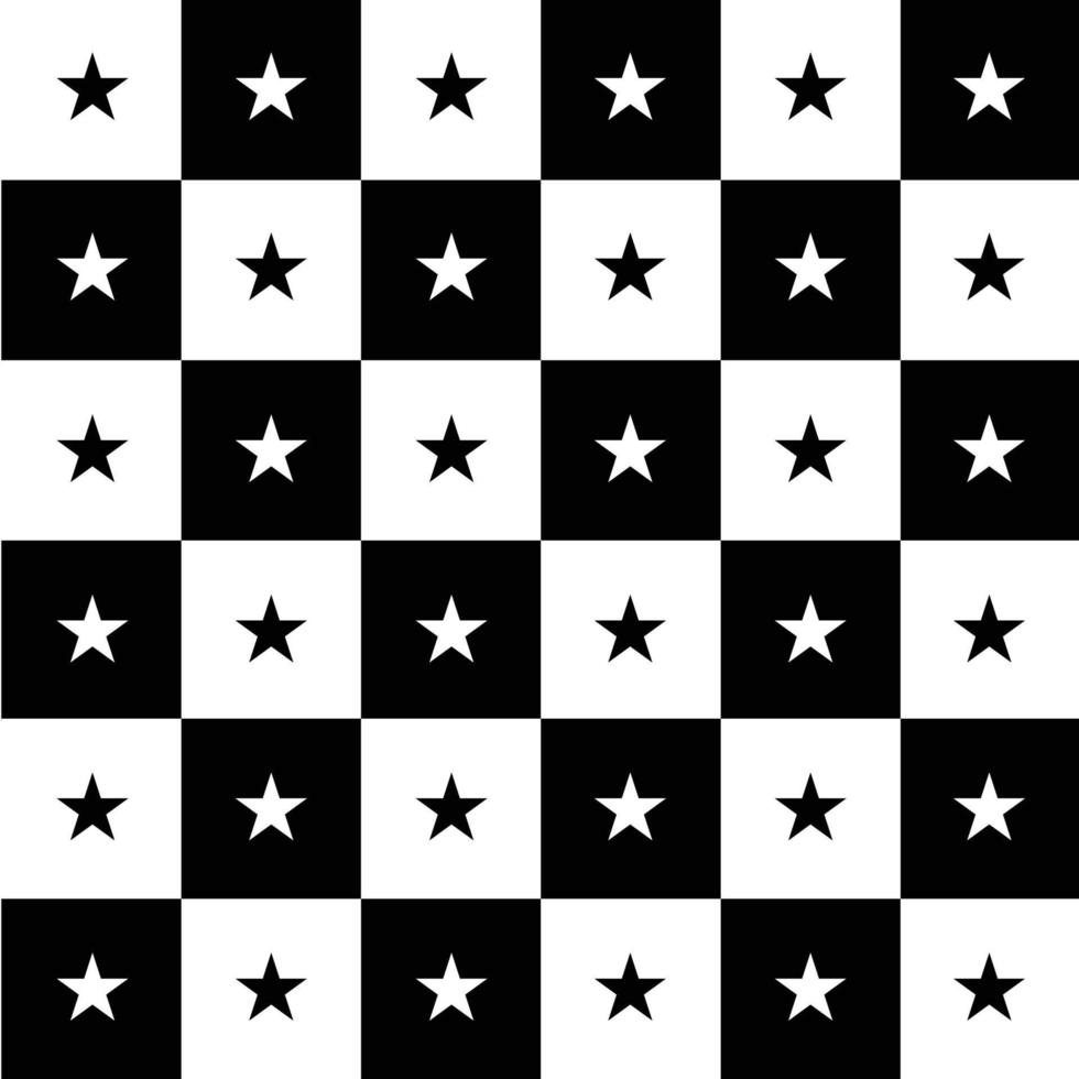 fondo de tablero de ajedrez blanco negro estrella vector