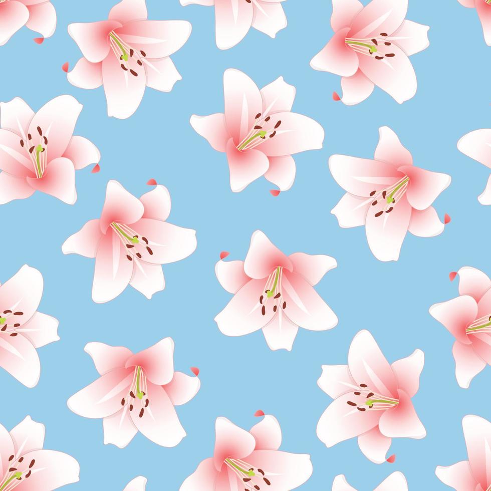 Pink Lily on Light Blue Background vector