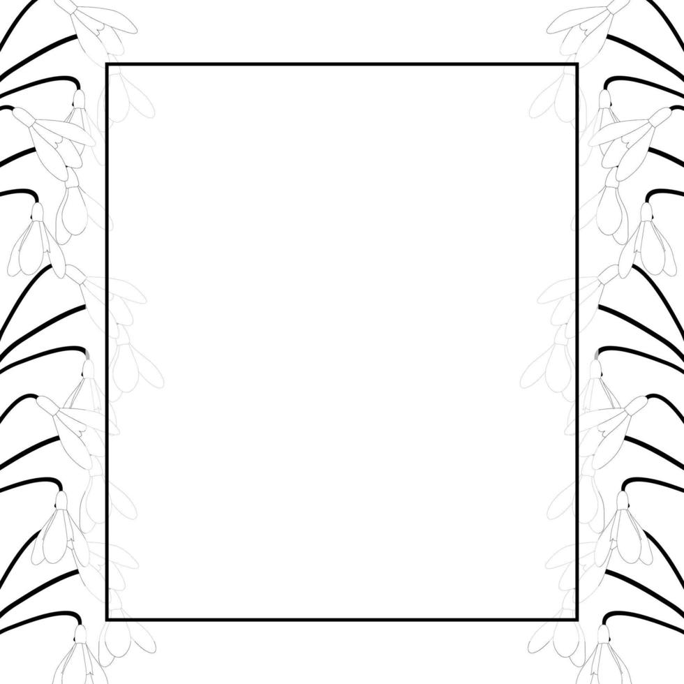 Snowdrop Banner Card Border Outline vector