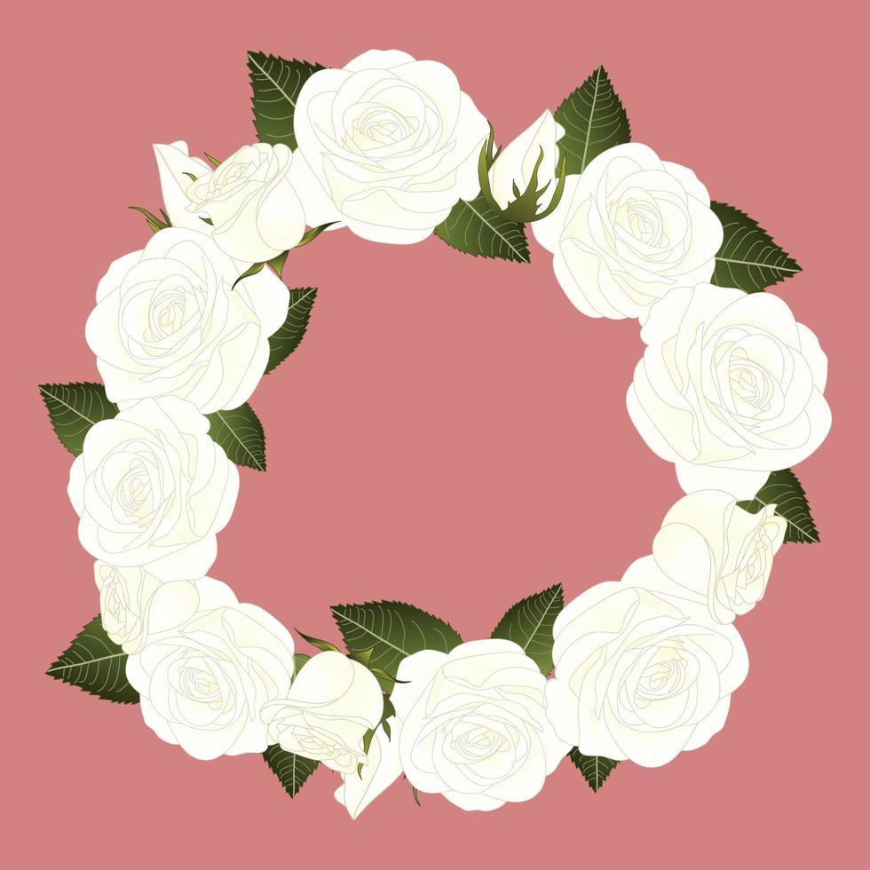 White Rose Wreath vector