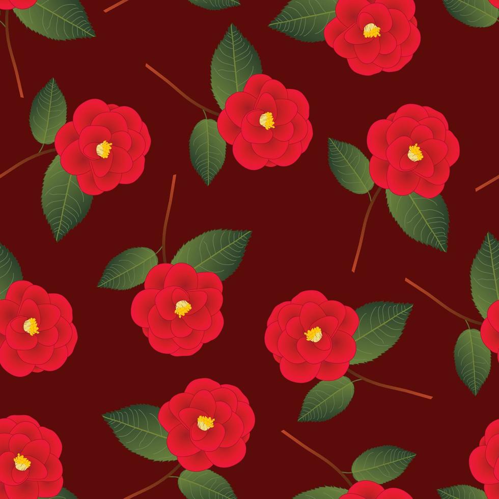 Red Camellia Flower on Red Background vector