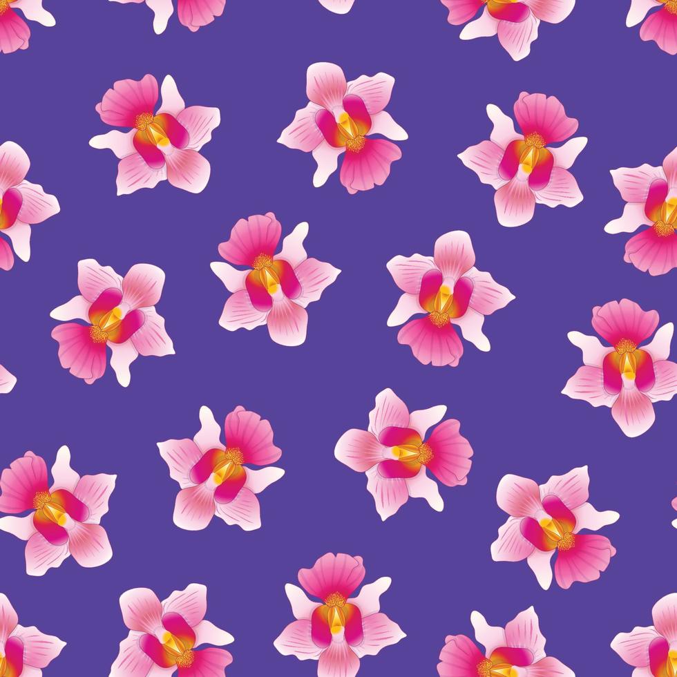 rosa vanda miss joaquim orquídea sobre fondo violeta púrpura vector