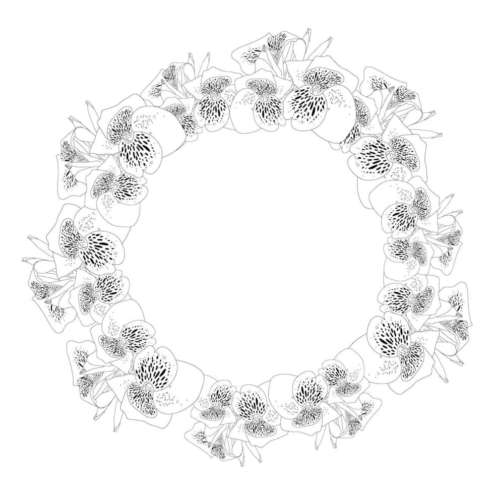 Canna lily Outline Wreath vector
