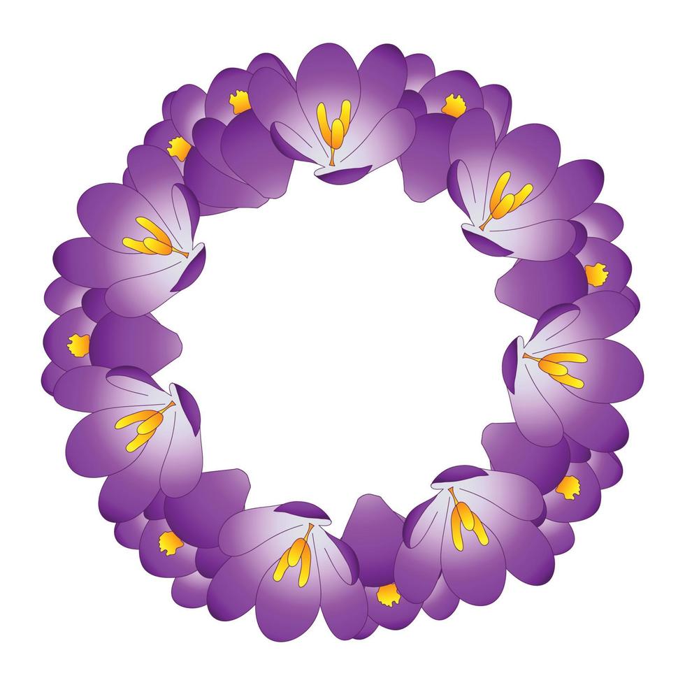 Purple Crocus Flower Wreath vector