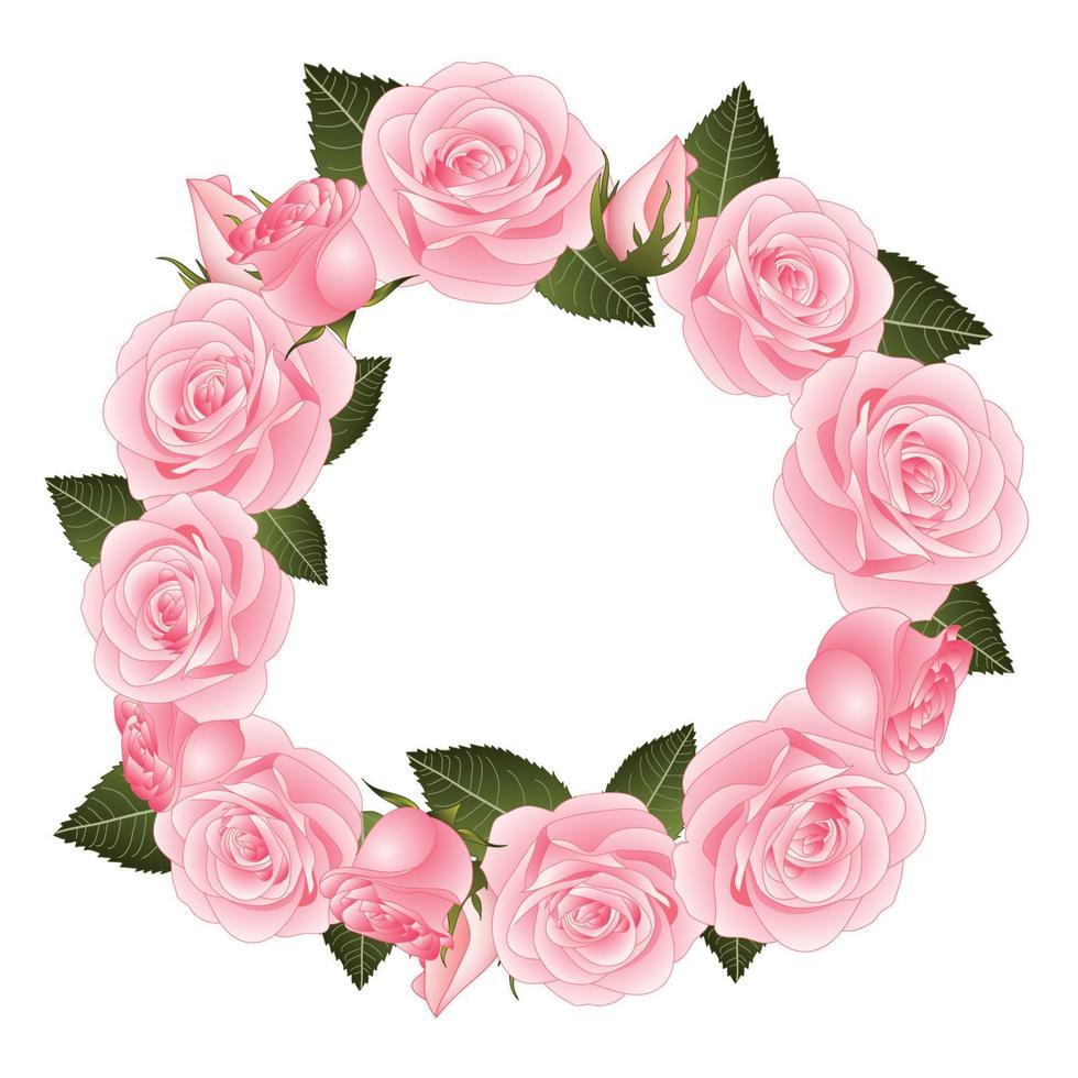 corona de flores de rosa rosa vector
