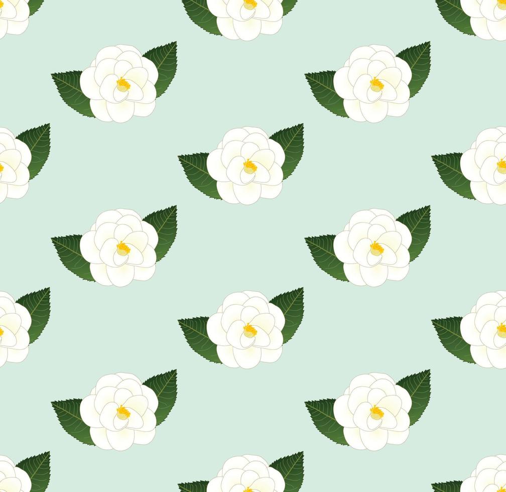 flor de camelia blanca transparente sobre fondo verde menta vector