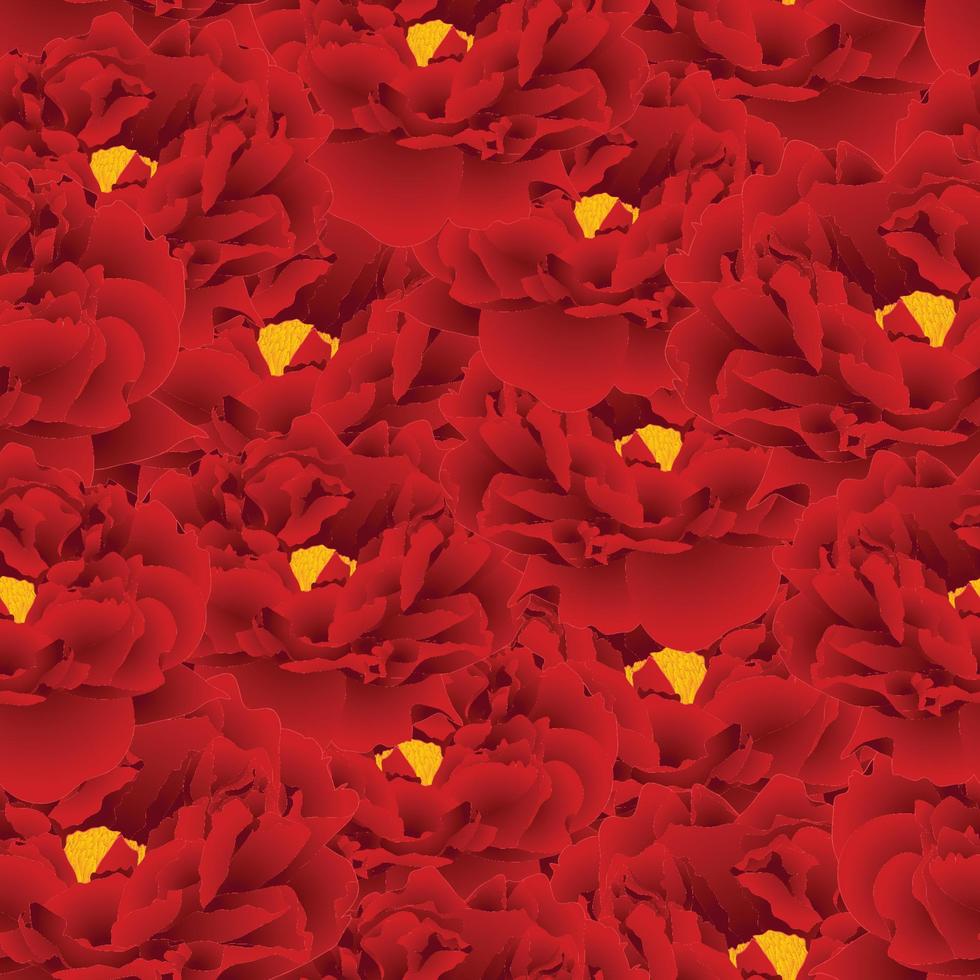 Red Peony Seamless Background vector