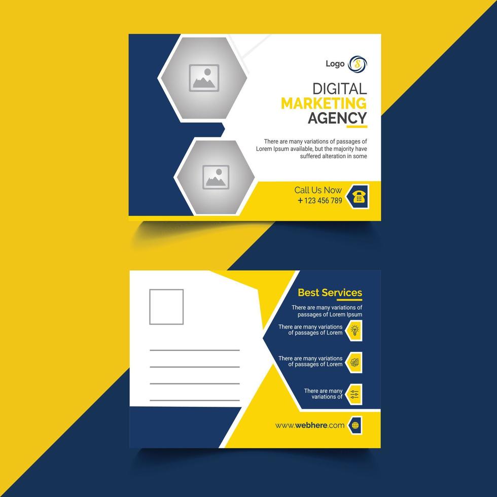 Corporate postcard design template vector