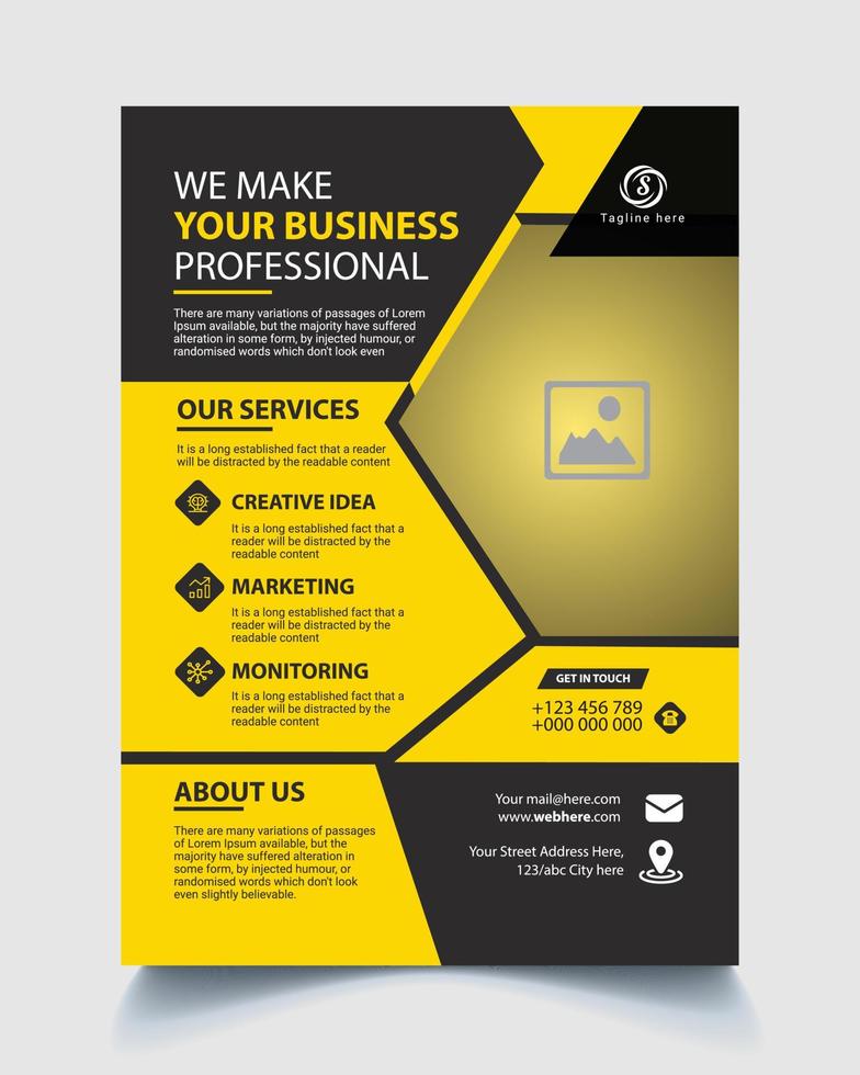 Yellow flyer business template collection free Vector