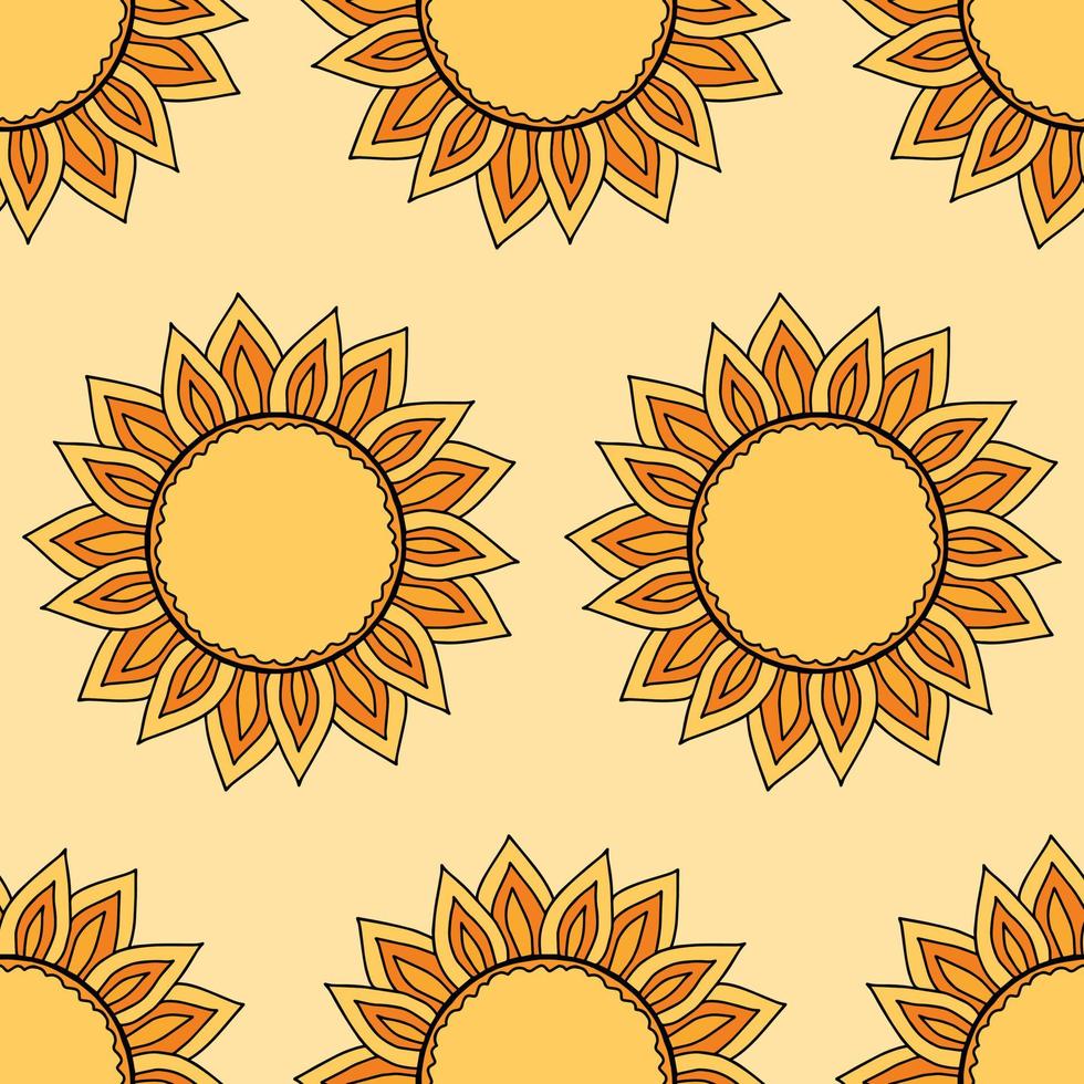 Seamless pattern background with stylized sun icon for Shrovetide or Maslenitsa rusian holiday. Folklore art, traditional symbol backdrop for Pancake week. vector
