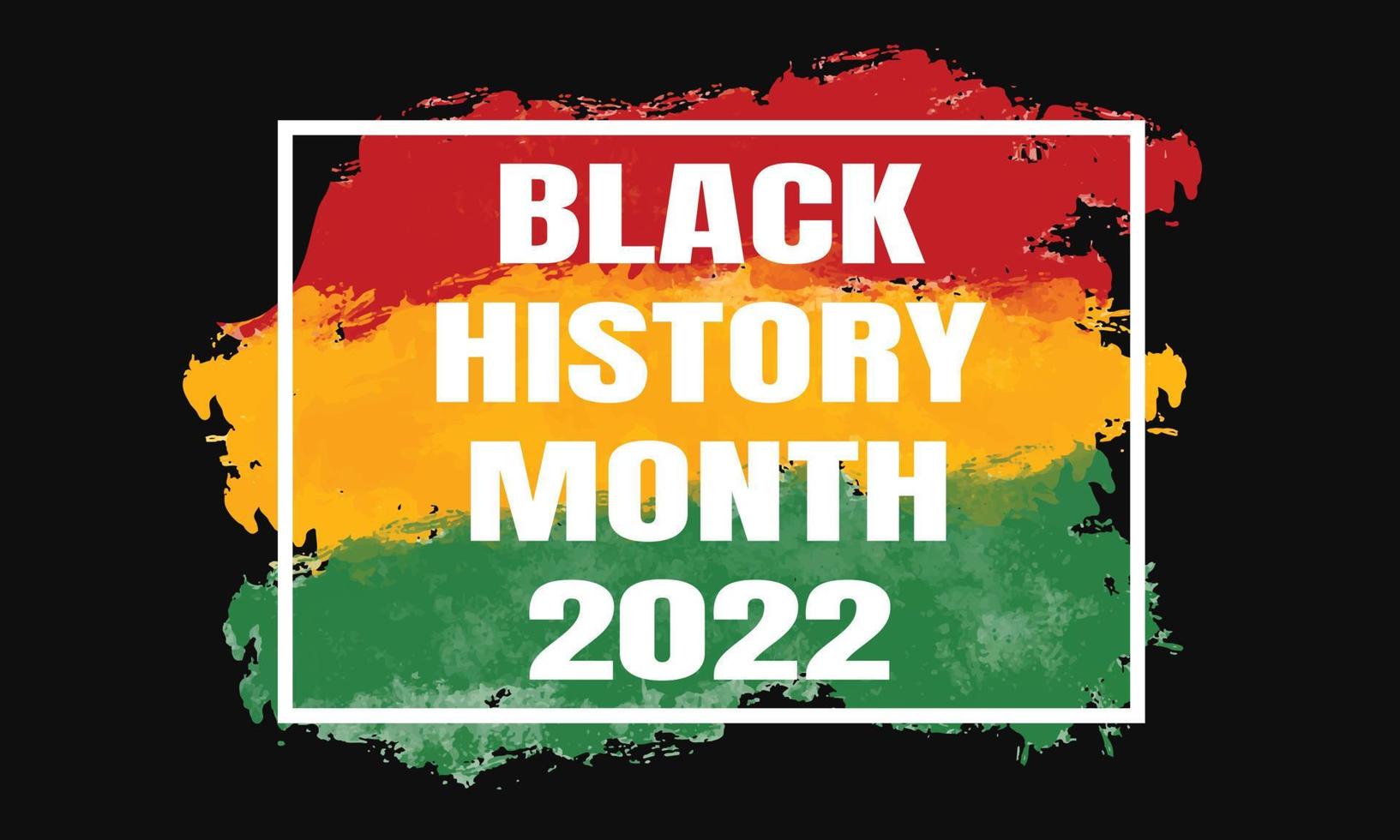 Black history month 2022 banner with African American grunge textured flag background. Vector design for USA ethnic heritage holiday celebration. Invitation, flyer design