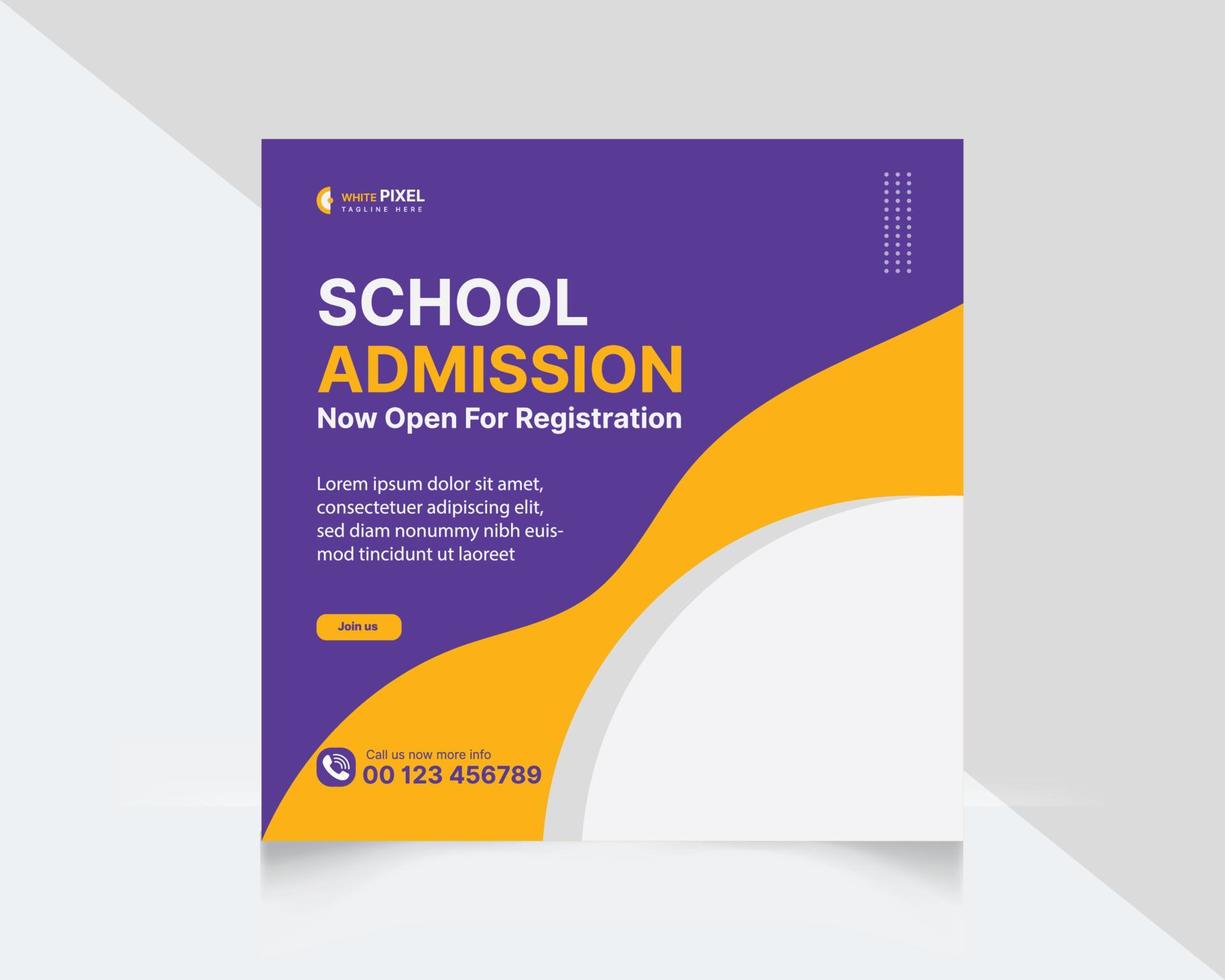 School admission social media post design vector