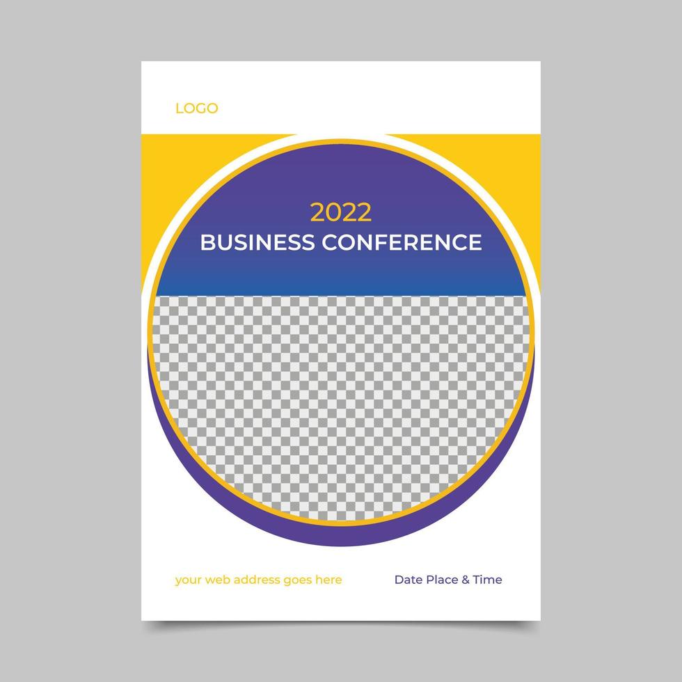 Business conference social media flyer template design vector illustration. Corporate annual conference, online meeting or meetup promotion flyer template.
