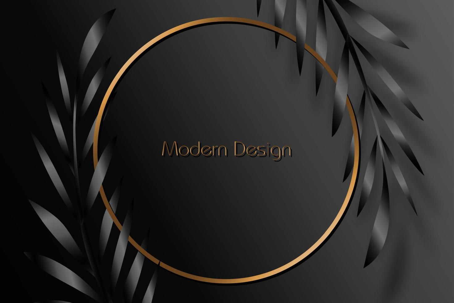 Exotic black banner, cover design. Floral background with tropical leaf pattern palm tree. Premium gold circle frames, vector template for lux invitation party, luxury voucher, gift card