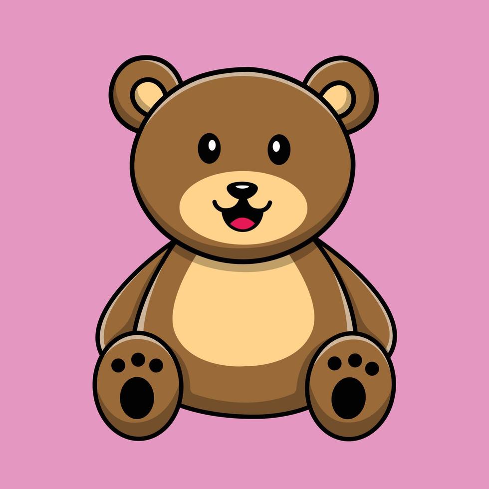 Cute Bear Sitting Cartoon Vector Icon Illustration. Animal Icon Concept Isolated Premium Vector. Flat Cartoon Style