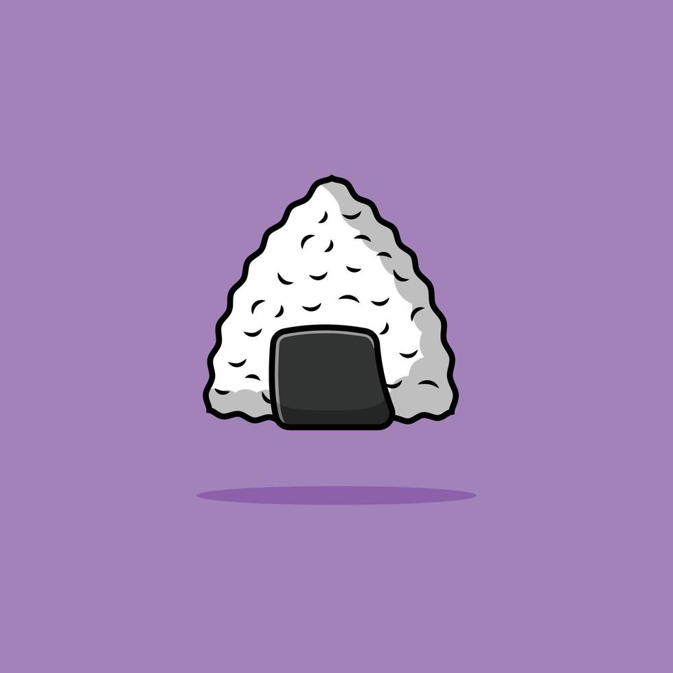 Onigiri Cartoon Vector Icon Illustration. Food Icon Concept Isolated Premium Vector. Flat Cartoon Style