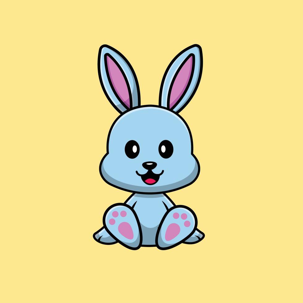 Cute Rabbit Sitting Cartoon Vector Icon Illustration. Animal Icon Concept Isolated Premium Vector. Flat Cartoon Style