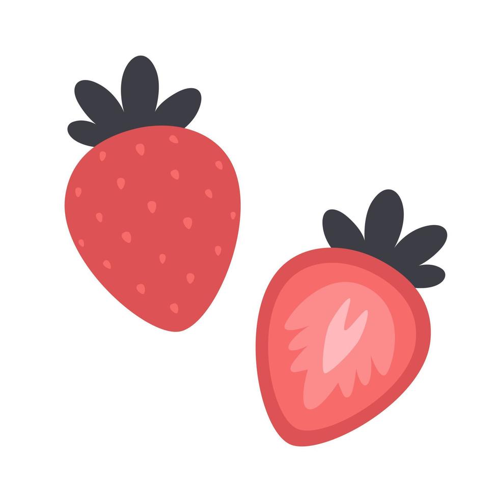 Strawberry and slice of strawberry. Romantic, love, Valentines day vector