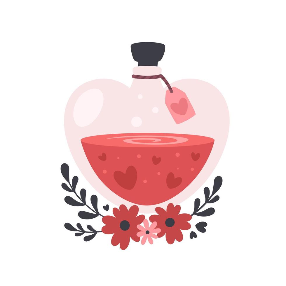 botella con poción de amor o perfume de amor. día de san valentín, amor, romántico vector