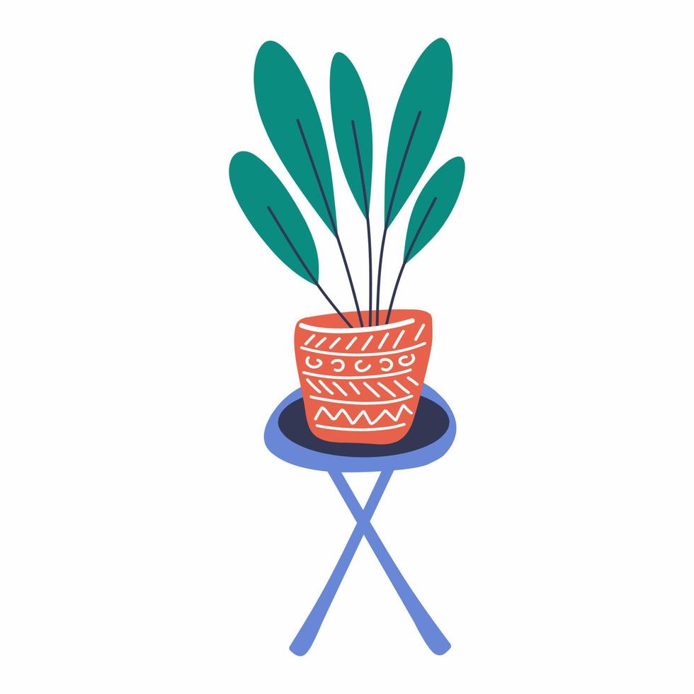 Houseplant in a pot standing on stool vector