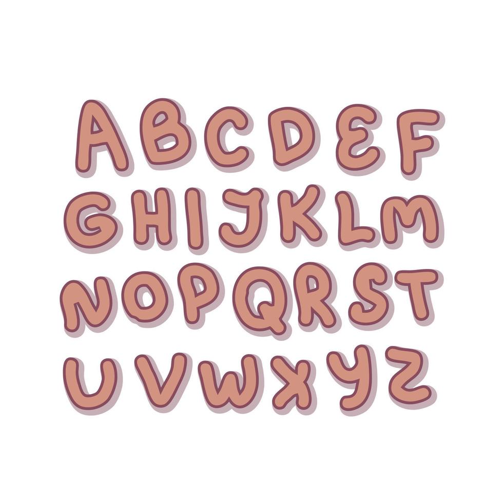Set of voluminous bulky alphabet with shadow. vector