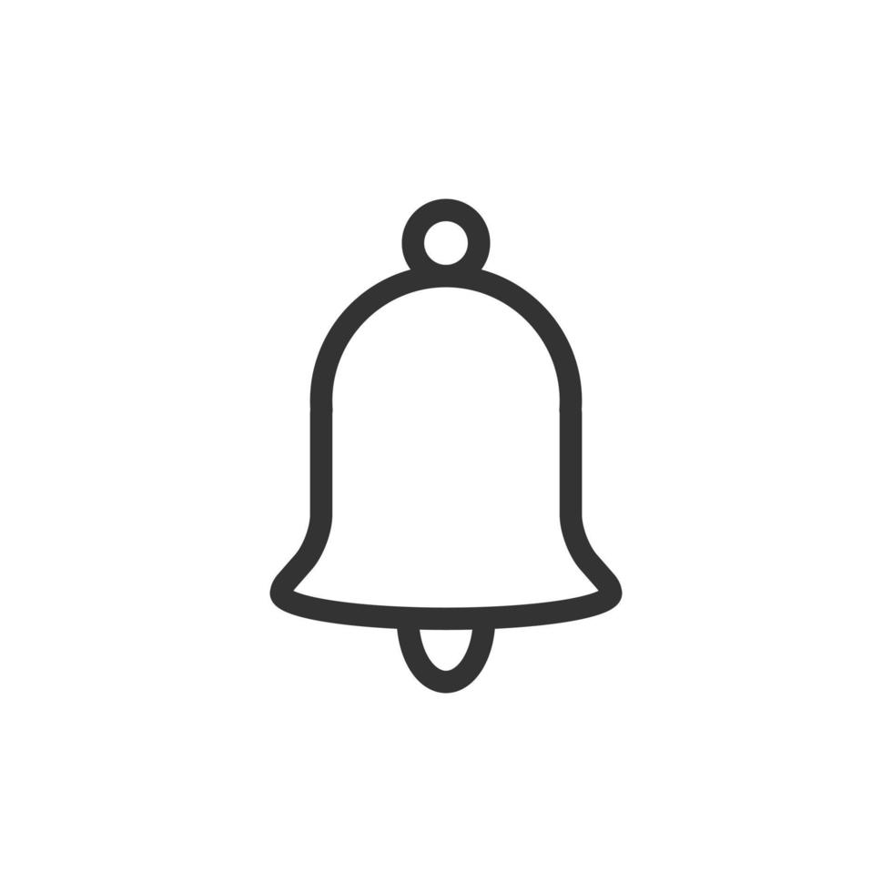 Outline of bell icon isolated on white background. Notification sign. Vector eps10