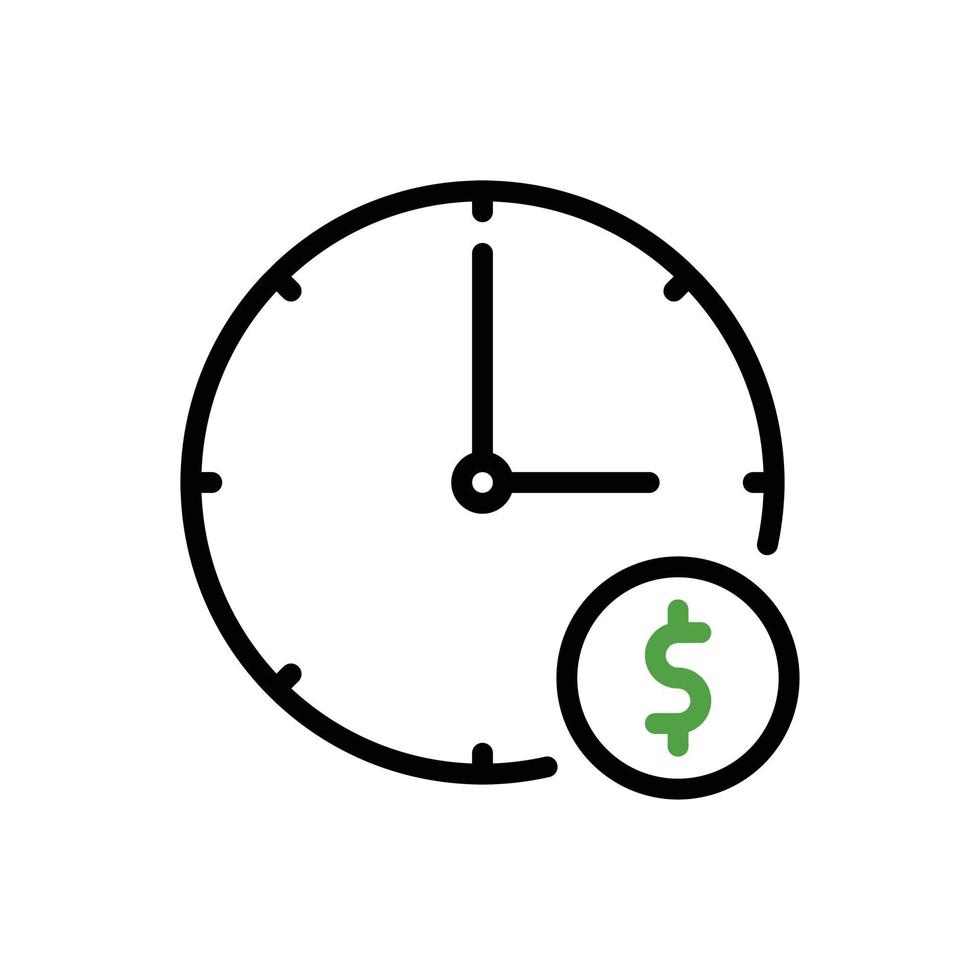 reloj con un solo icono de dinero. vector