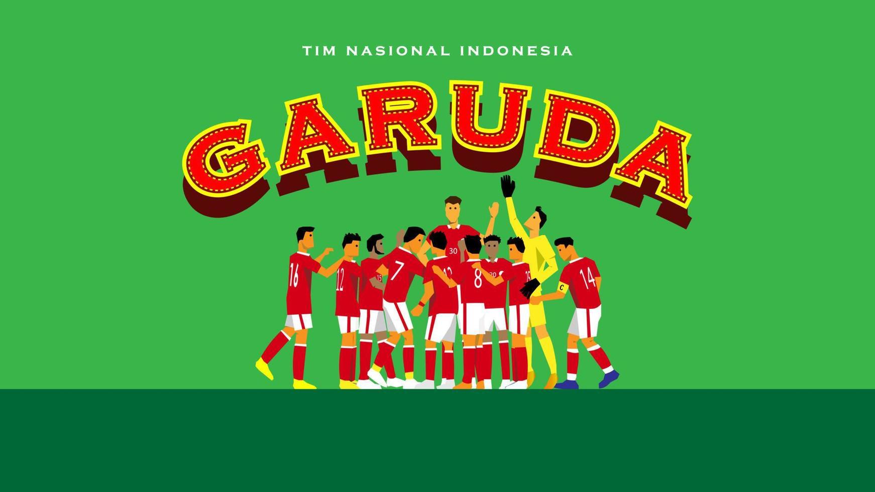 la selección nacional de indonesia. selección nacional de fútbol de garuda. vector de diseño plano.