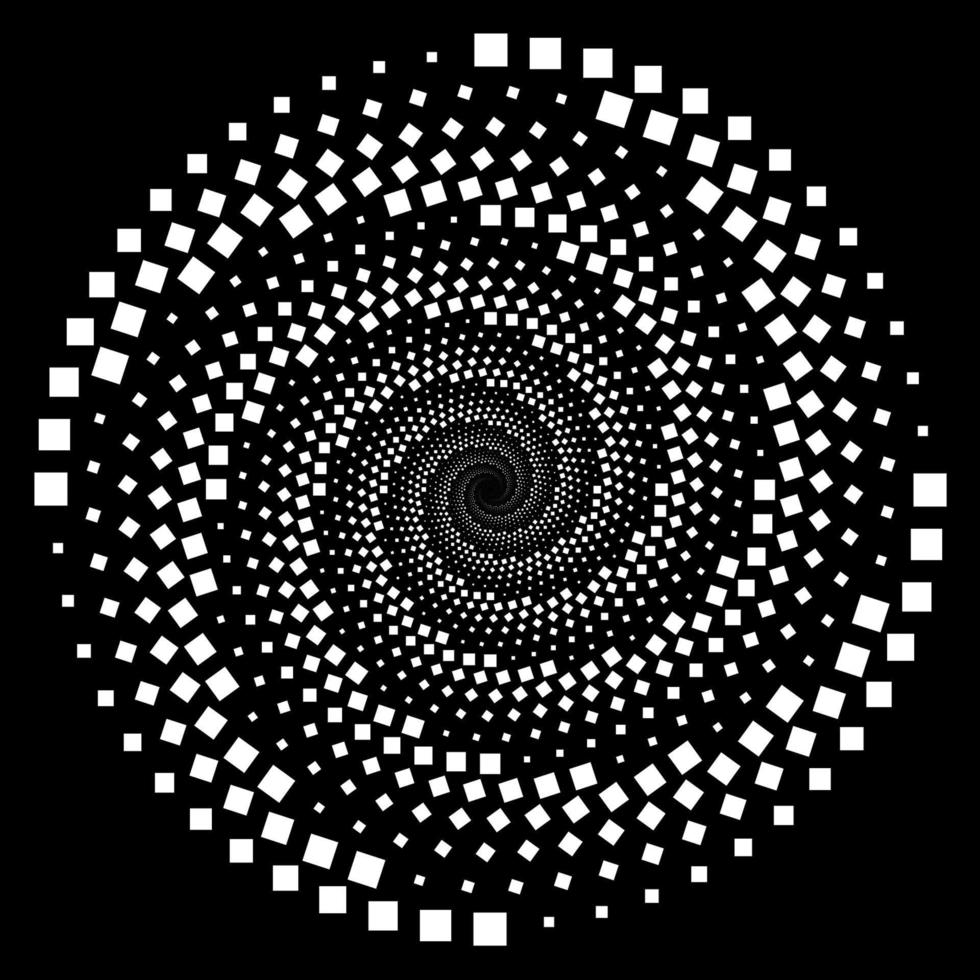 Spiral vortex formed from white square. Flat geometric design vector