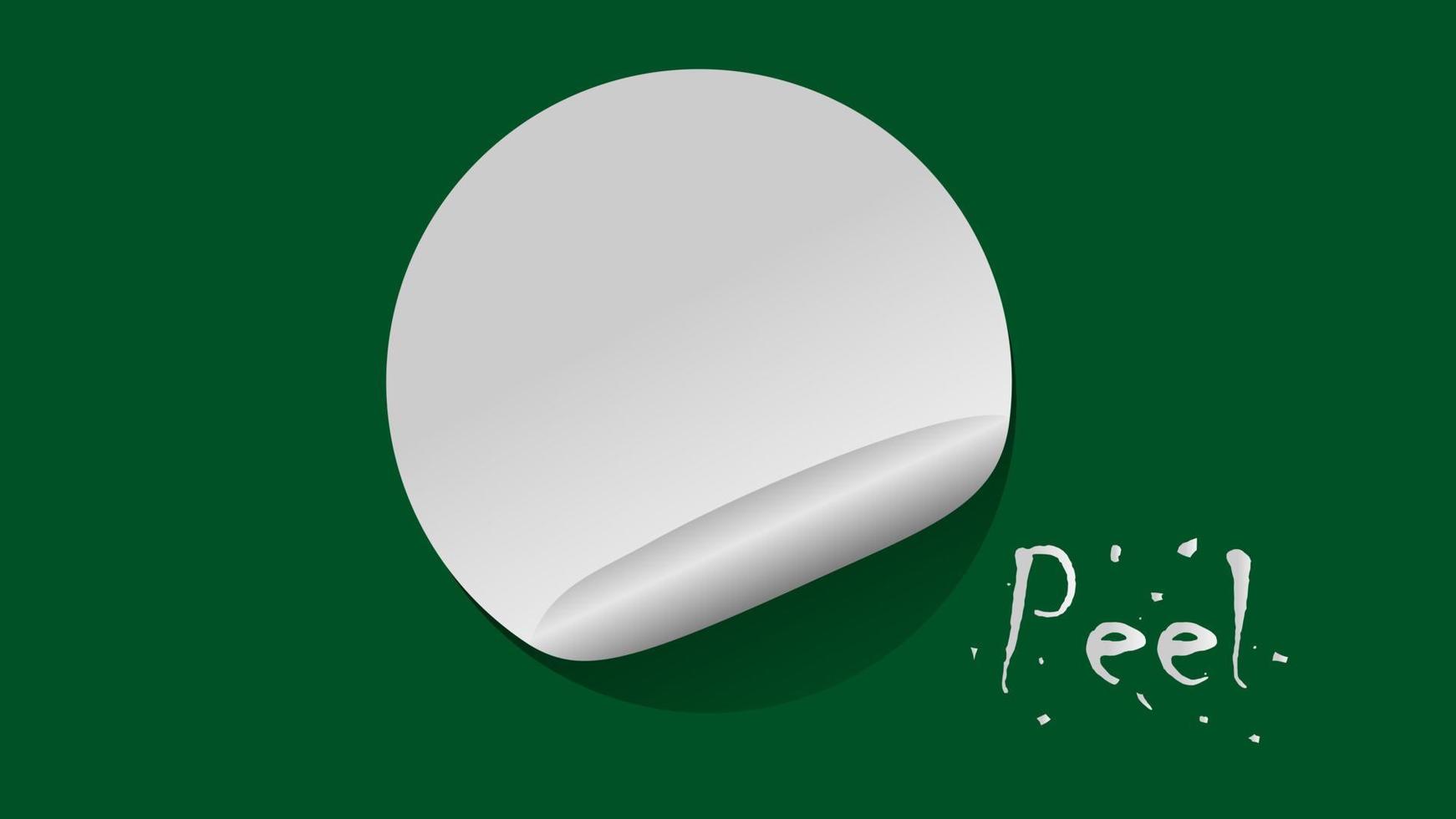 Peeled white sticker pinned on dark green board. You can add text as you wish. vector