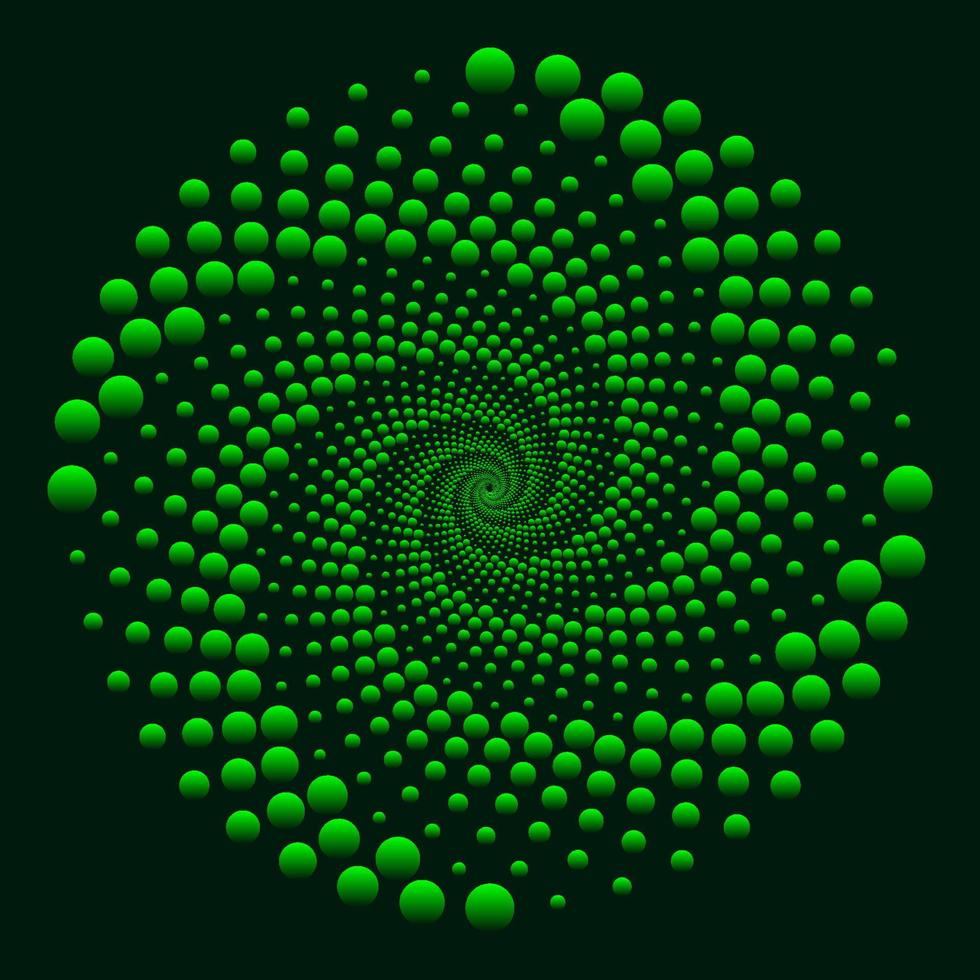 vórtice en espiral formado a partir de un círculo verde con degradado de color vector