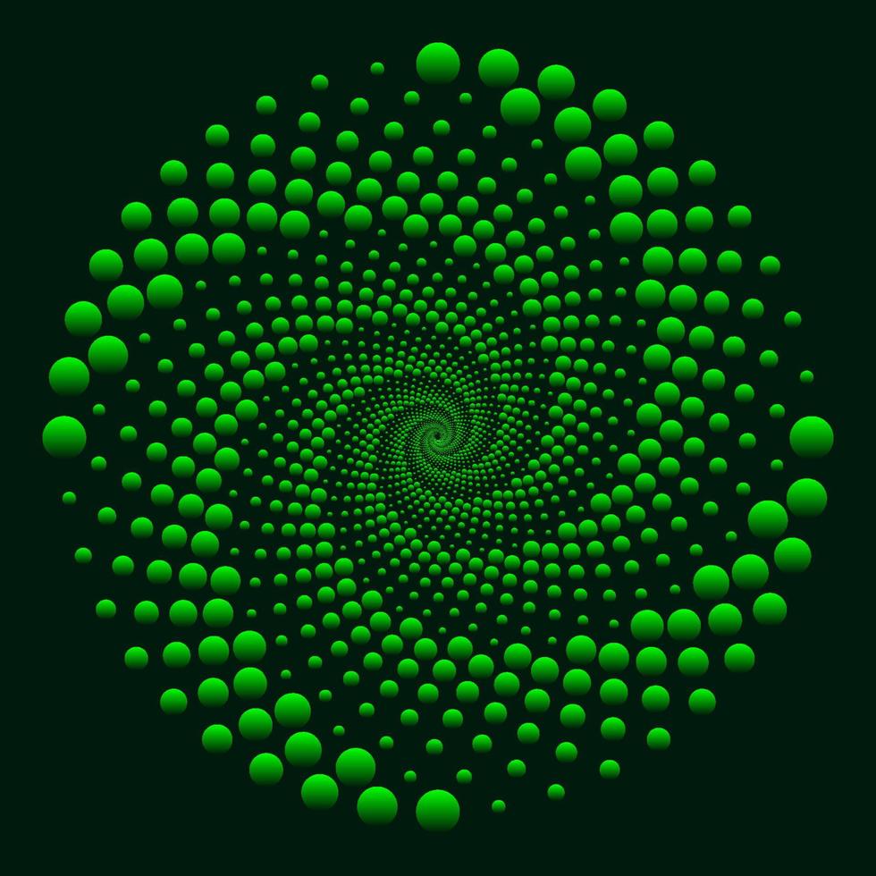 Spiral vortex formed from green circle with color gradient vector