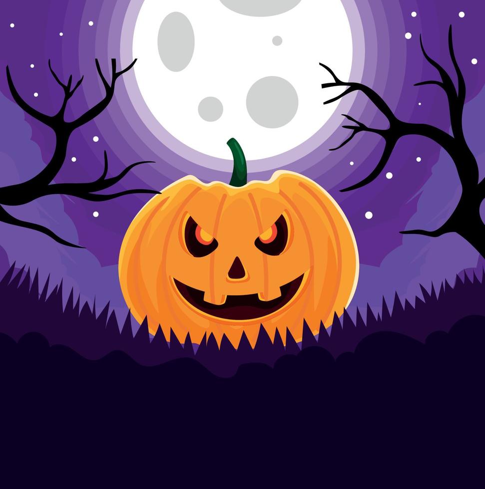 ilustración de calabaza de halloween, vector de noche de halloween