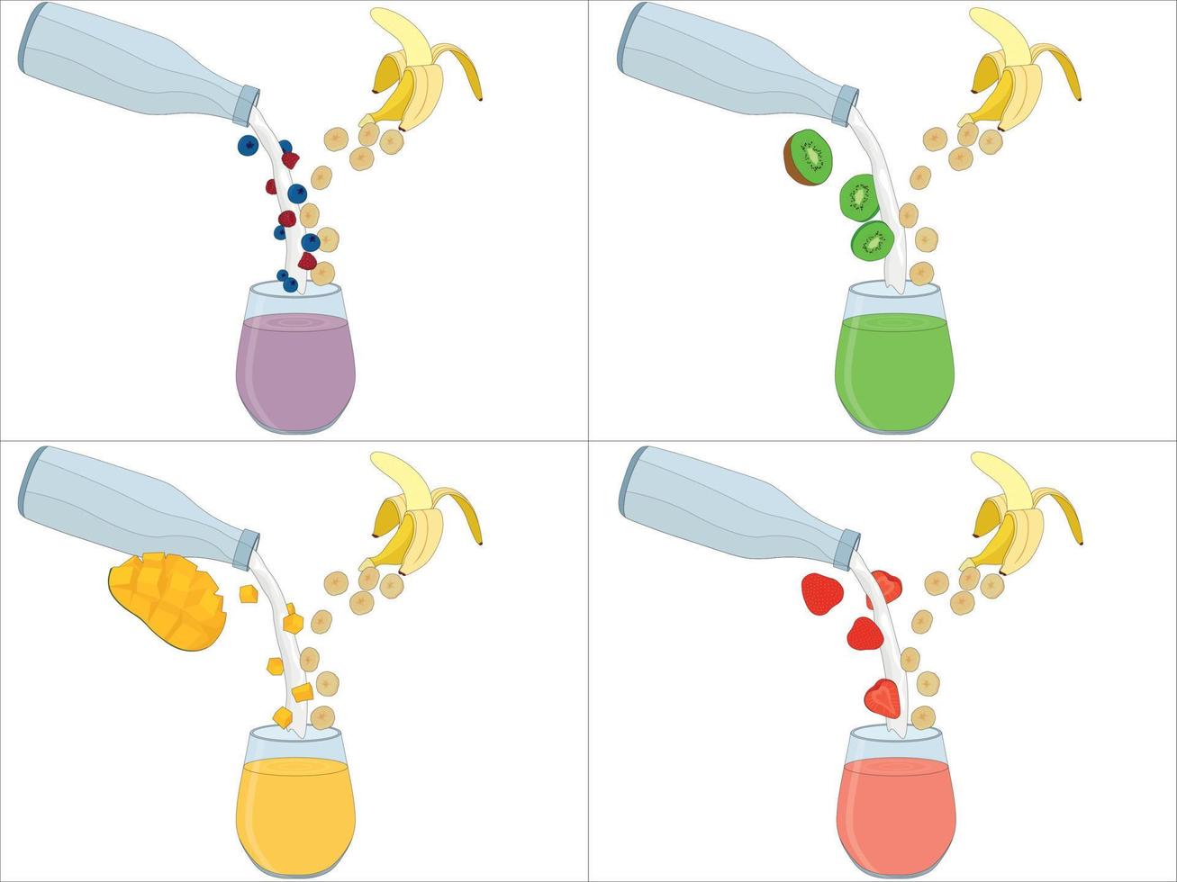 Smoothie beber frutas y bayas recetas ilustración vectorial vector