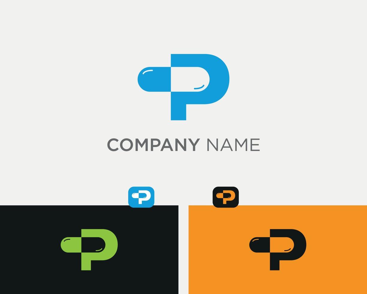 plantilla de diseño de logotipo farmacéutico p vector