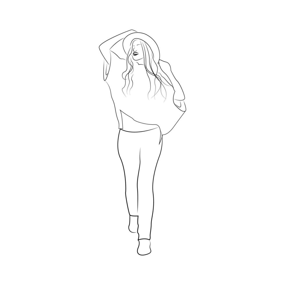 Line Art of an Stylish Women vector