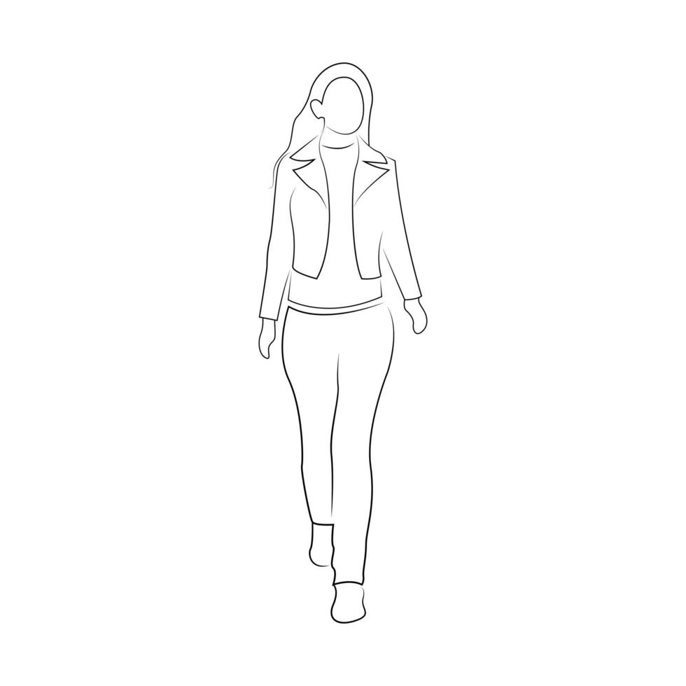 Line Art of an Stylish Girl vector