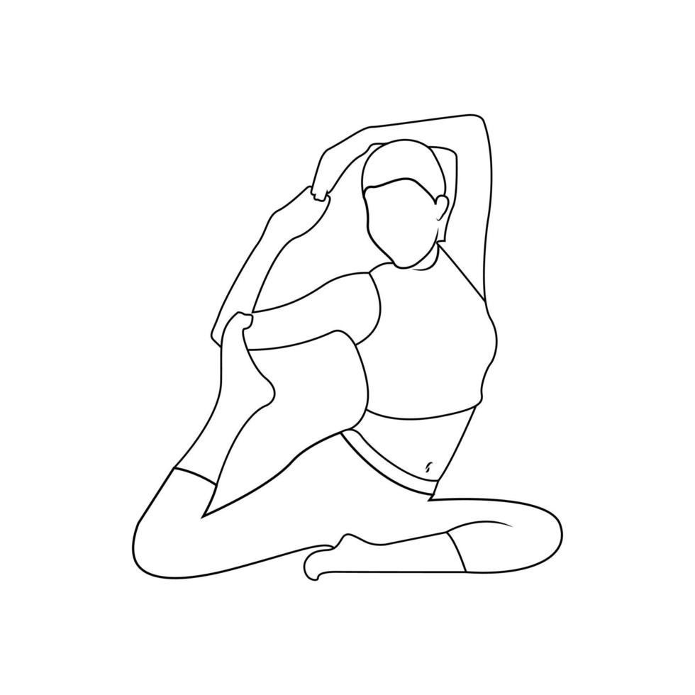 mujeres haciendo arte de línea vectorial de yoga vector