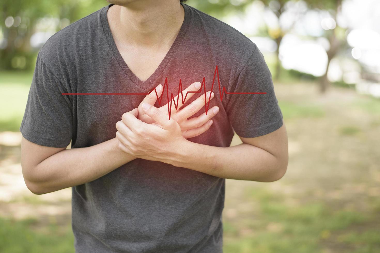 Close up of man is heart attack photo