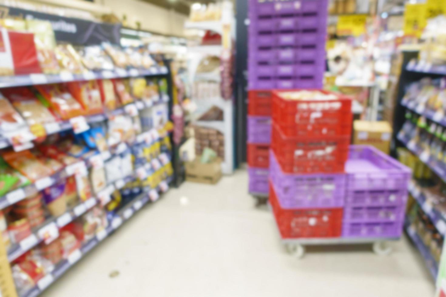 borrosa del fondo de la tienda del supermercado. foto