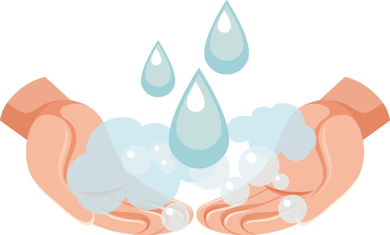 Hands washing with soap and water drop vector