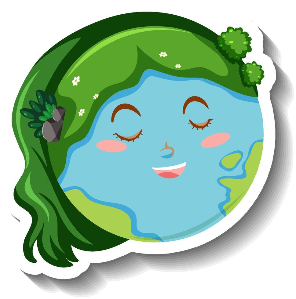 Smiling earth planet with green hair vector