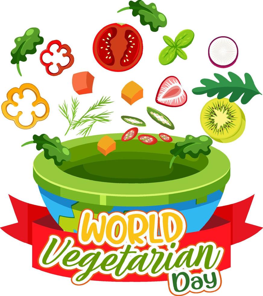 logotipo del día mundial del vegetariano con verduras y frutas vector