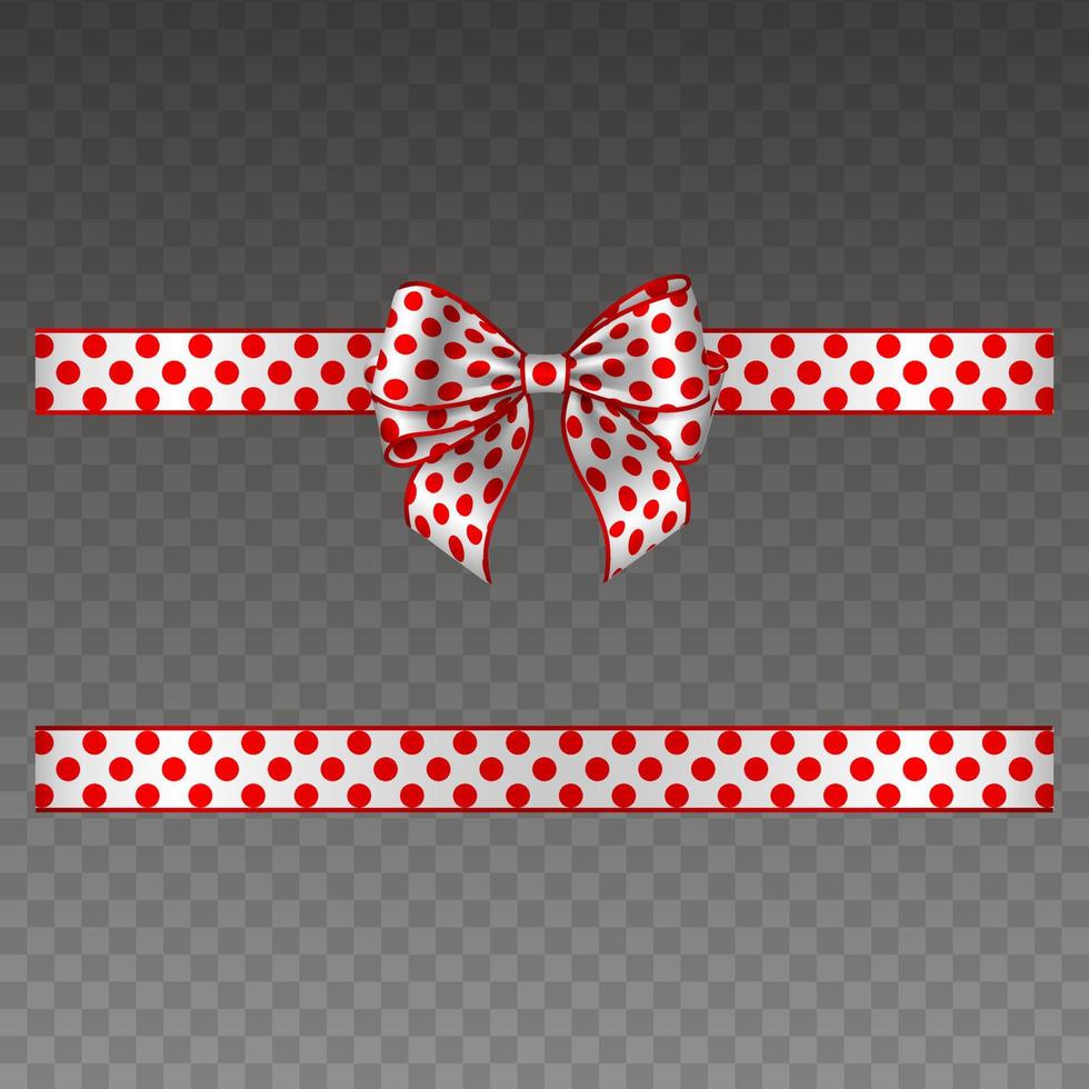 bow and ribbon with red dots vector